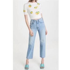 Alice + Olivia Ciara Lemon Cropped Sweater Size XS